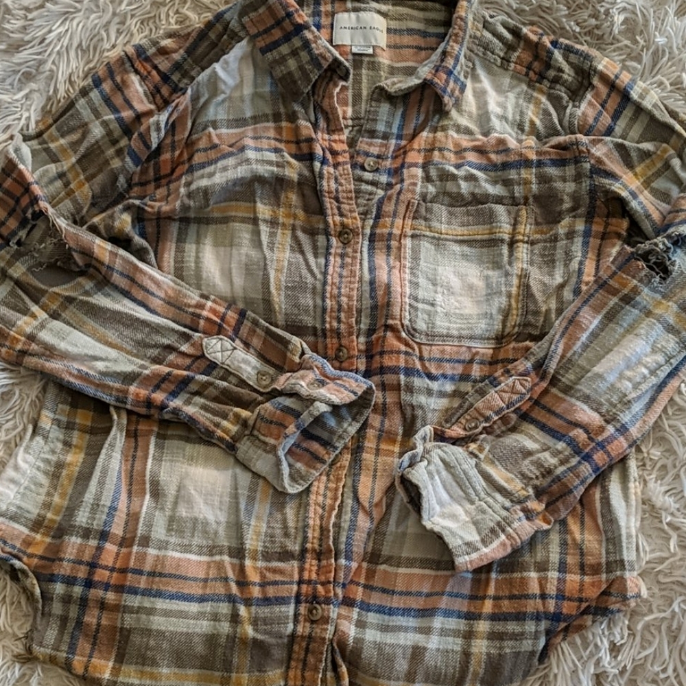 Distressed plaid flannel